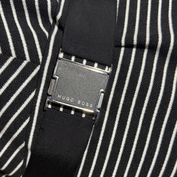 BOSS Striped Black White Belted Sheath Dress Size 8 Short Sleeve - Picture 6 of 10